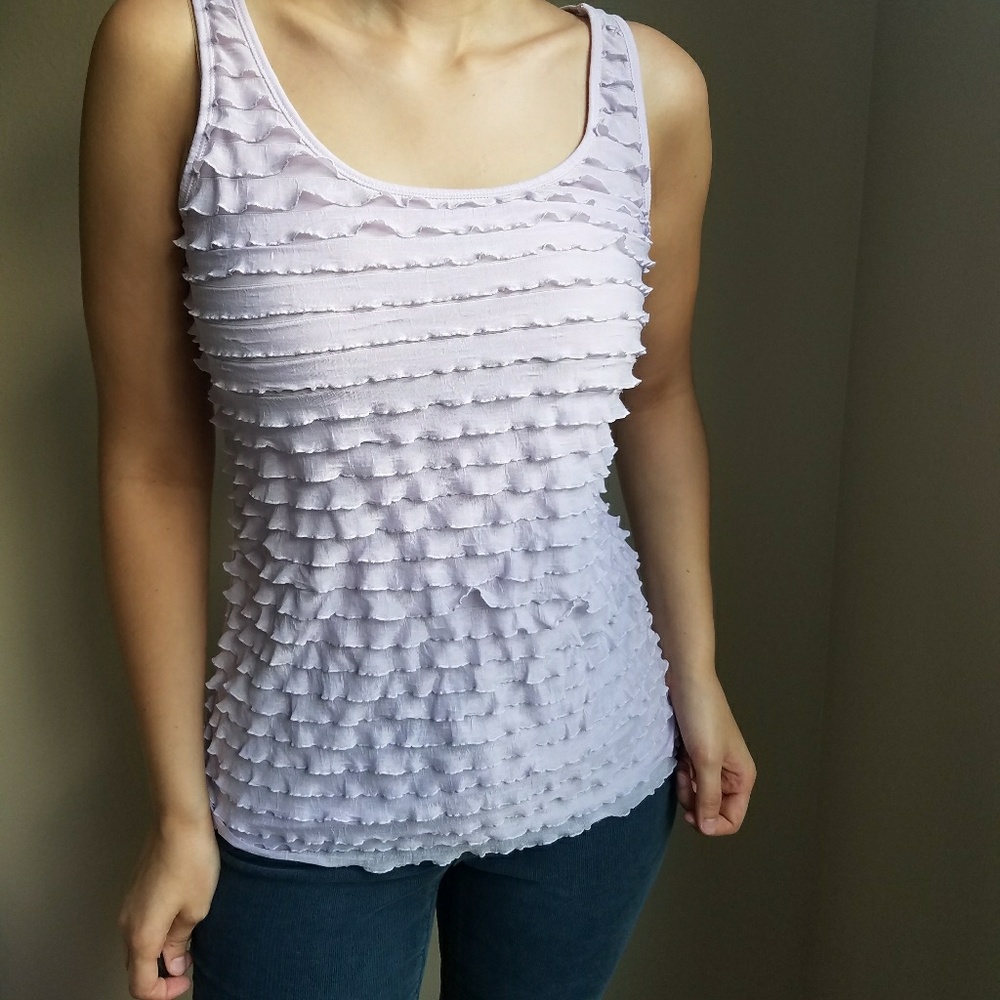 Lavender Tank Ruffled Detail on Front - Picture 4 of 4